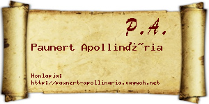 Paunert Apollinária névjegykártya